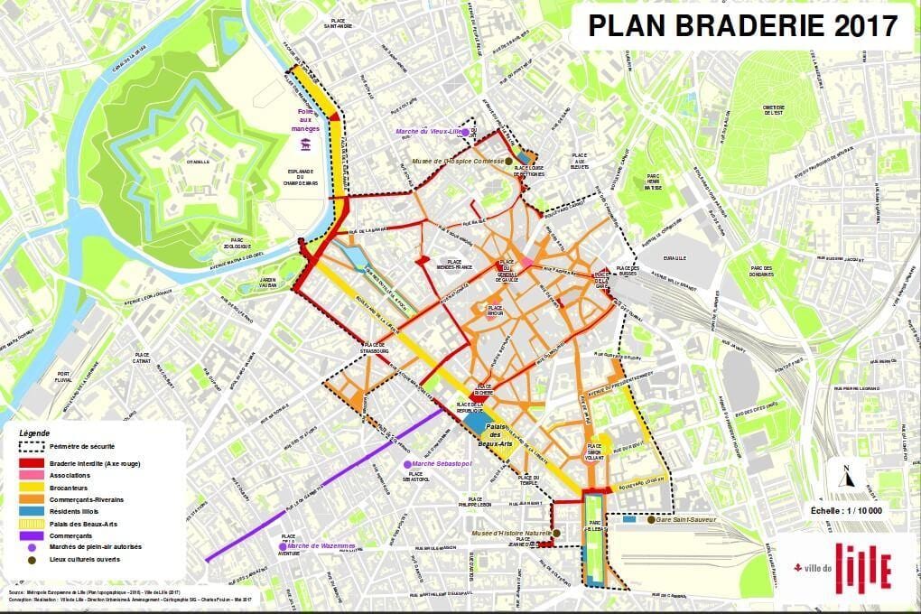 zemljevid Lille braderie