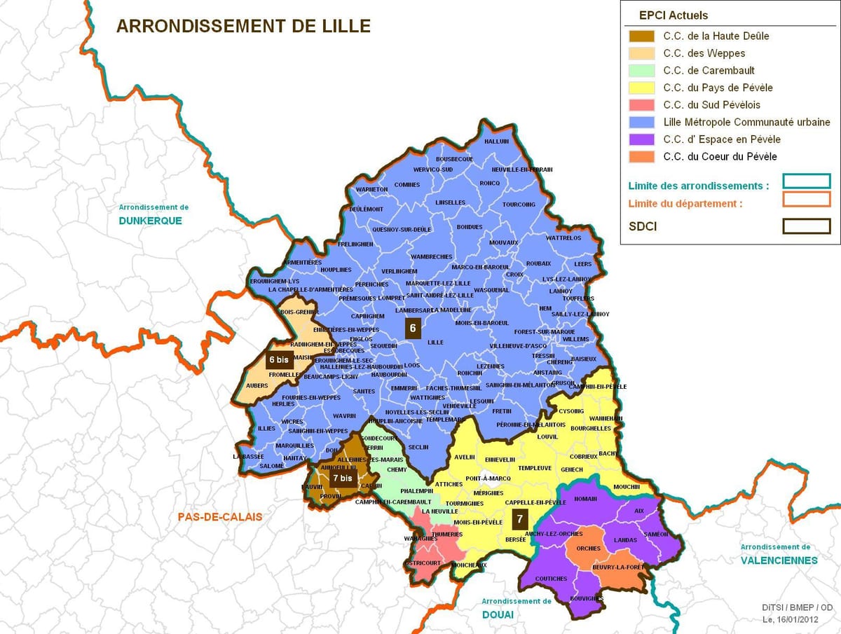 zemljevid Lille okrožju