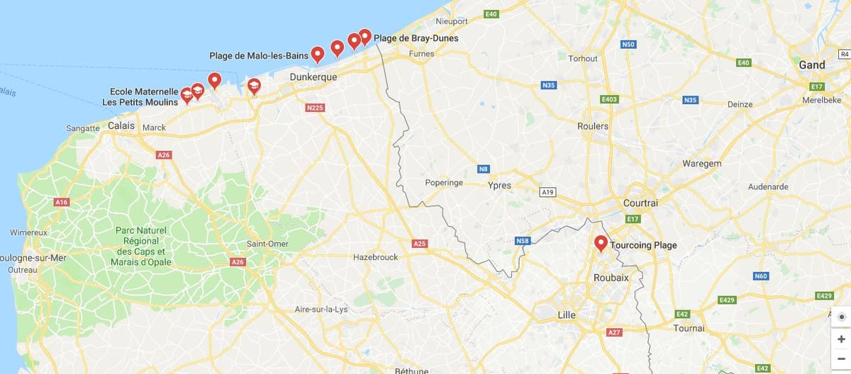 zemljevid Lille plaži