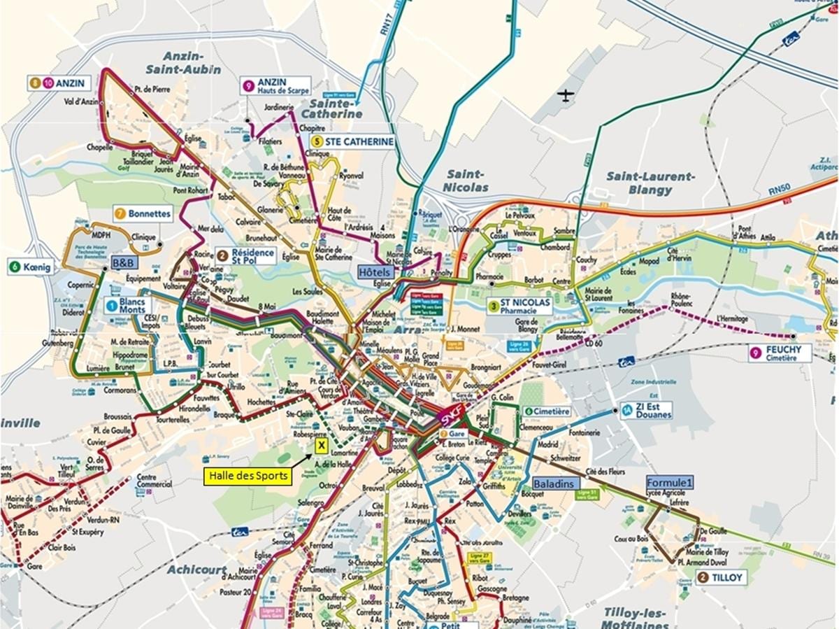 Lille javnega prevoza zemljevid