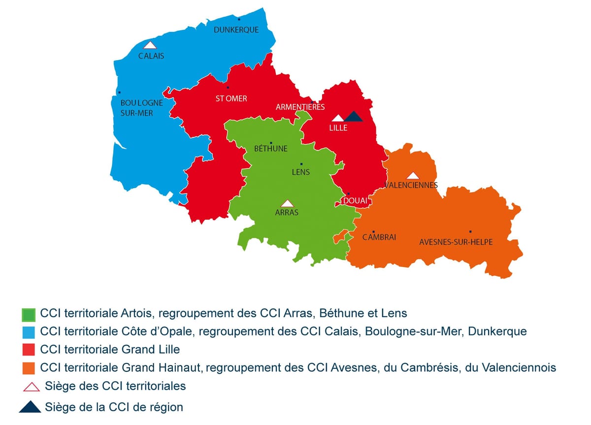 zemljevid francije Lille regiji