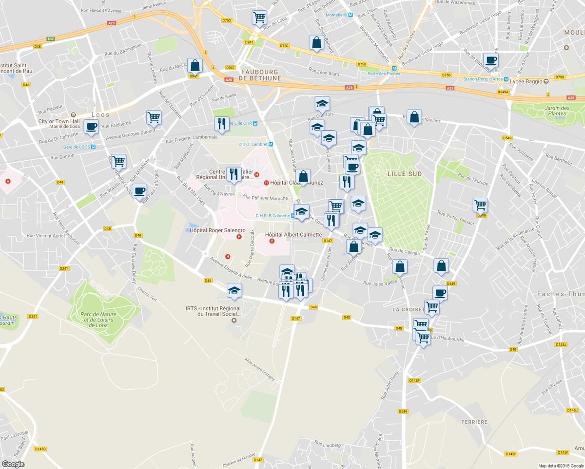 zemljevid Lille trgovina